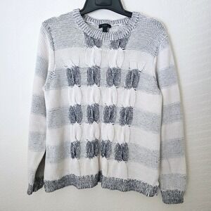 J. Crew Chunky Fisherman Knit Sweater Women's Sz XL 100% Cotton Crewneck Preppy